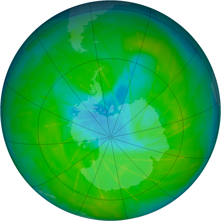 Antarctic ozone map for 09 December 2009